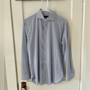 Men’s Broletto White Patterned Collared Trim Fit Shirt (Medium)